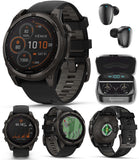 Wearable4U Garmin Fenix 8 47 mm, Multisport GPS Smartwatch, Solar, Sapphire, Carbon Gray DLC Titanium with Black/Pebble Gray Sil