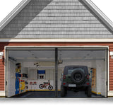 Garage Door Screen For 2 Car 18x8FT, Magnetic Screen Garage with Retractable Fiberglass Mesh and Heavy Duty Weighted Bottom, Eas