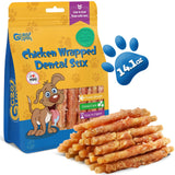Gazeupon Dog Dental Treats, Chicken Wrapped Peanut Butter Sticks, Healthy Training Snacks for Dogs, Easy to Digest, w/Glucosamin