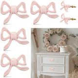 MorningRo 4 Pcs Pink Bow Knobs for Dresser,Pink Bow Drawer Knobs, Coquette Dresser Handles, Decorative Handles for Home Bedroom 
