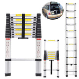 10.5FT Telescopic Ladders Aluminum Extendable Steps 330LB Capacity Straight Ladder for Decoration Outdoor Indoor Portable Compac