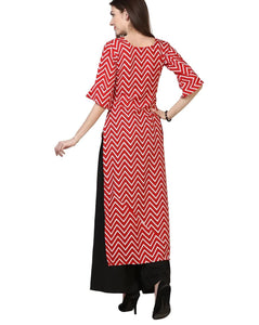 Gosriki Women'S Creap Straight Kurta(Zigzag Red_M-Go_Red_Medium),Red,,B09SW9P5N8