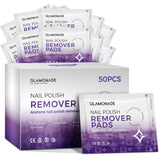 Glamonade Nail Polish Remover Pads: Acetone Nail Polish Remover Wipes 50 PCS Professional Individually Wrapped Wet Wipes Rapidly