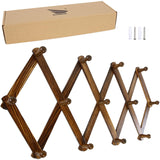 AMAPON Accordion Style Expandable Wall Wooden Coat Rack 13 Hooks (Pegs) Hang Hats Jackets Coffee Mug Purses Necklaces Towels Cap