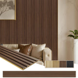 Tepanecov WPC Slat Wall Paneling, 8-Pack 3D Wood Wall Panels for Interior Wall Decor, TV Background, Living Room, 94.5 x 6 in (W