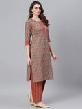 Idalia Blue And White Cotton Night Suit For Women Multicolour S