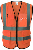 XIAKE Reflective Safety Vest for Men & Women Mesh High Visibility Vest with Pockets Meets ANSI Standards(Large,Orange)
