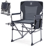 EVER ADVANCED Camping Directors' Chair with Side Table, Portable Folding Chair with Compact Size, Heavy Duty Lawn with Pocket fo