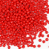 Red Color 4mm Seed Beads About 1600pcs/110Grams in Bag, 6/0 Glass Craft Beads for Earring Making Bracelet and Necklace (Red)