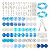 Cheriswelry 20mm Chunky Bubblegum Beads 80Pcs Blue Bracelets Beads Acrylic Plastic Pearl Bead Loose Spacer Bead Jump Rings Lobst