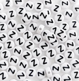 Bxwoum 100PCS Letter Beads 4X7mm Acrylic Alphabet Beads for Jewelry Making Round White Letter Z Beads for Bracelets Making Neckl