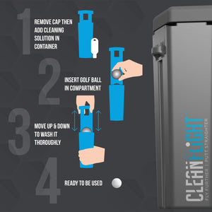 Clean Flight Premium Golf Ball Washer - Portable Cleaner for Golf Bag or Cart - Best Golf Accessories Gifts for Men & Women.