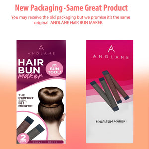 Andlane Hair Bun Maker French Twist Hair Fold Wrap Snap - Ballet Bun for Women and Kids (1 Black, 1 Brown)
