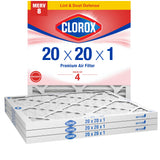 Clorox 20x20x1 Air Filter, MERV 8 Pleated HVAC AC Furnace Air Filters, MPR 600 & FPR 5 - Pack of 4