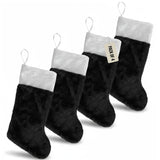 Iconikal 4-Pack Black 18 Plush Fabric Christmas Stocking Soft White Cuff