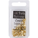 CREATIVE IMPRESSIONS Mini Metal Paper Fasteners 100/PkgHeartsGold, Golden