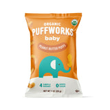 Puffworks Baby Organic Peanut Butter Puffs, Perfect for Early Peanut Introduction, Plant Protein, USDA Organic, Gluten-Free, Veg