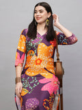 Anni Designer Women'S Cotton Blend Straight Printed Kurta With Pant (Wahida Purple-Nw_L_Purple_Large),Purple,L,,,