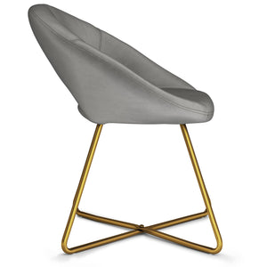 Simplihome Barrett 24 Inch Wide Mid Century Modern Accent Chair In Grey Velvet Fabric, For The Living And Family Room