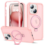 UTPPVX Compatible with iPhone 15 Case with Magnetic Ring Stand [Compatible with Mag-Safe] [Built-in Screen Protector] Military-G