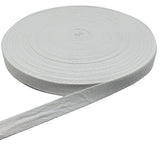 50 Yards Herringbone Tape Ribbon, Cotton Ribbon for Sewing (White, 5/8in)