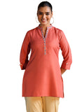 Libas Women's Cotton Blend Solid Straight Kurtis (58254B Rust