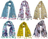 Fusfus WomenS Printed Chiffon Scarves And Stoles, Free Size(Multicolour, Fs2063) Pack Of 6 (Multicolor4)