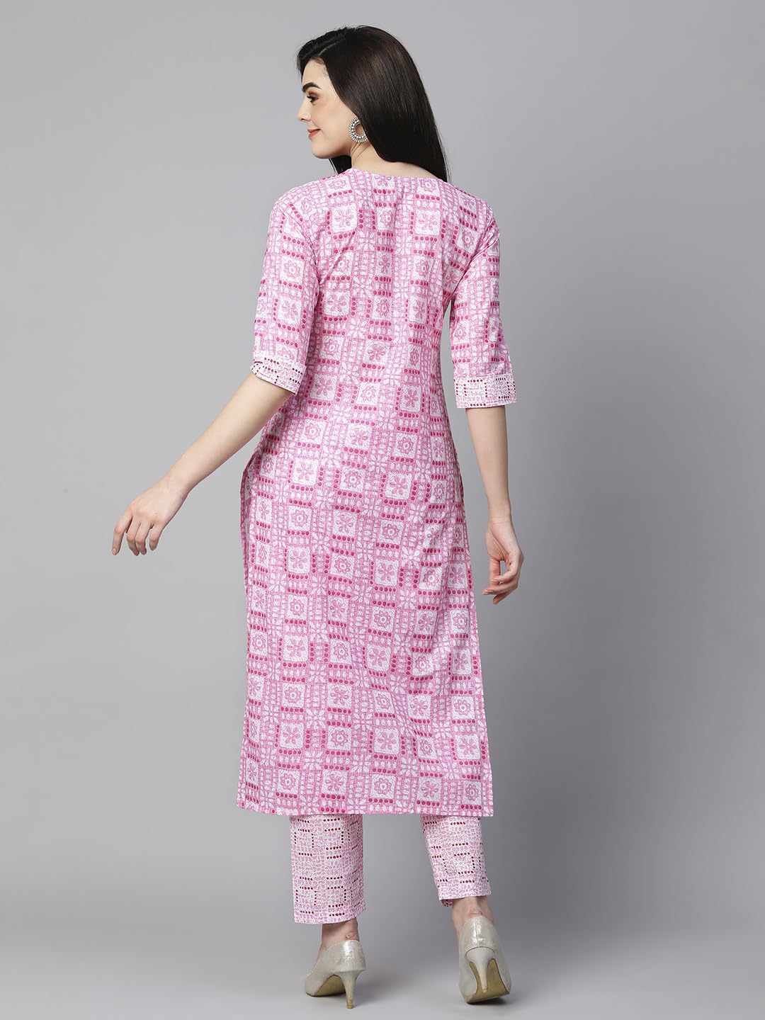 Gosriki Women'S Cotton Blend Straight Printed Kurta With Pant Set (G20 Pink-Nw-Gs_S_Pink_Small),Pink,,B0CJC5RX6S