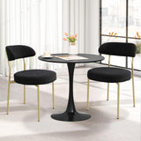 SoarTalent 3-Pieces 31.5 Round Dining Table Set for 2, Black Dining Table & Boucle Upholstered Dining Chairs Set of 2 for Kitche