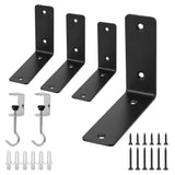 Redunest L Floating Shelf Brackets,4 Pack Heavy Duty L Brackets for Shelves, L 5 X H 4 Black Metal Countertop Support Brackets,W