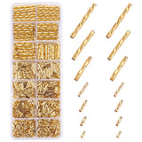 PH PandaHall 1606pcs 7 Sizes Glass Twisted Bugle Beads Metallic Tube Beads Long Tube Beads Loose Bugle Spacer Beads for Earrings