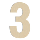 HILAZA 17 Inch Large Wooden Number 3, 1/4 in Thick Big Wood Letter for Wall Decor Crafts