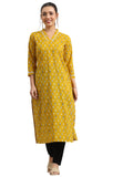 Libas Women'S Cotton Ethnic Motifs Straight Kurta (98017O Yellow