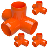 FORMUFIT 1 4Way PVC Tee Furniture Grade Fitting in Orange, 1.315 Actual ID, (Pack of 4), Made in USA, UVResistant, ImpactPr