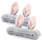 YISSION 2PCS Bunny Ears Spa Headband No Slip Head Band for Face Wash Makeup Skincare Facial Headband Elastic Hair Band Carol Fle