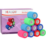HEALQU Self Adhesive Bandage Wrap - 12 Rolls 2in x 5yd Cohesive Tape for Athletic and Sports - Self Adherent Medical Tape, Flexi