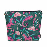 Kalygon Lizard Cosmetic Travel Bag For Toiletries, Tropical Animal Floral Lizard Makeup Bag Toiletry Bags For Women, Flax Cosmet