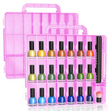 SUBAY 2 Pcs Portable Nail Polish Organizer, Clear Double Side Nail Polish Holder,Gel Nail Storage for 48 Bottles with 6 Adjustab