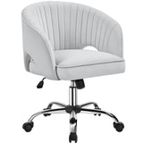Yaheetech Home Office Chair, Velvet Desk Chair, Upholstered Modern Swivel Chair with Tufted Barrel Back, Rolling Wheels for Offi