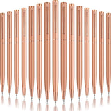 Zonon 15 Pieces Rose Gold Metal Slim Ballpoint Pens Bulk Retractable Metallic Black Ink 1 mm Medium Point Smooth Writing Pens fo