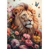 RICUVED Diamond Art Painting Kits for Adults, Lion Diamond Painting Kits 5D Animal Diamond Art Kit for Beginner, Flowers Diamond