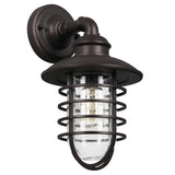 Design House 588970-BRZ Stevenson Rustic Industrial 1-Light Indoor Outdoor Dimmable Wall Light with Clear Seedy Glass and Metal 