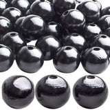 Aylifu Black Wooden Beads, 50pcs 25mm Round Wooden Beads for DIY Crafts & Jewelry Making