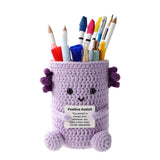 Positive Crocheted Axolotl Pen Holder, Creative Emotional Support Axolotl Crochet Pen Holder with Inspirational Card for Holding
