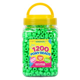 1100+ pcs Pony Beads Bulk for Bracelet Making,Green Plastic Beads for Hair Braiding DIY Crafts Kandi Jewelry Key Chains and Orna
