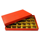 GROWNEX Red Lid Chocolate Box with 24 Compartments Paperboard Sweets Packaging, 11x7.5x1.25 Inches (Pack of 15) Customise Gift