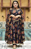 Gosriki Women'S Georgette Anarkali Printed Kurta With Pant & Dupatta (Atasi Blue-Nw2_M-Gs_Dark Blue_Medium),Dark Blue,,B0BSLH2ZTF