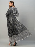 Gosriki Women'S Rayon Blend Anarkali Printed Kurta With Pant & Dupatta (Yutika Black-Gs_S_Black_Small),Black,,B0CLH6T7HL