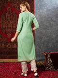 Gosriki Women'S Rayon Blend Straight Chikankari Embroidered Kurta (Victoria Green-Jl-Gs_4Xl_Green_Xxxx-Large),Green,4,B0D73XXSVR