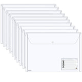 Amazon Brand Solimo File Folder, Transparent PolyPlastic A4/Foolscap Documents File Storage Bag With Snap Button Set Of 10/Ce
